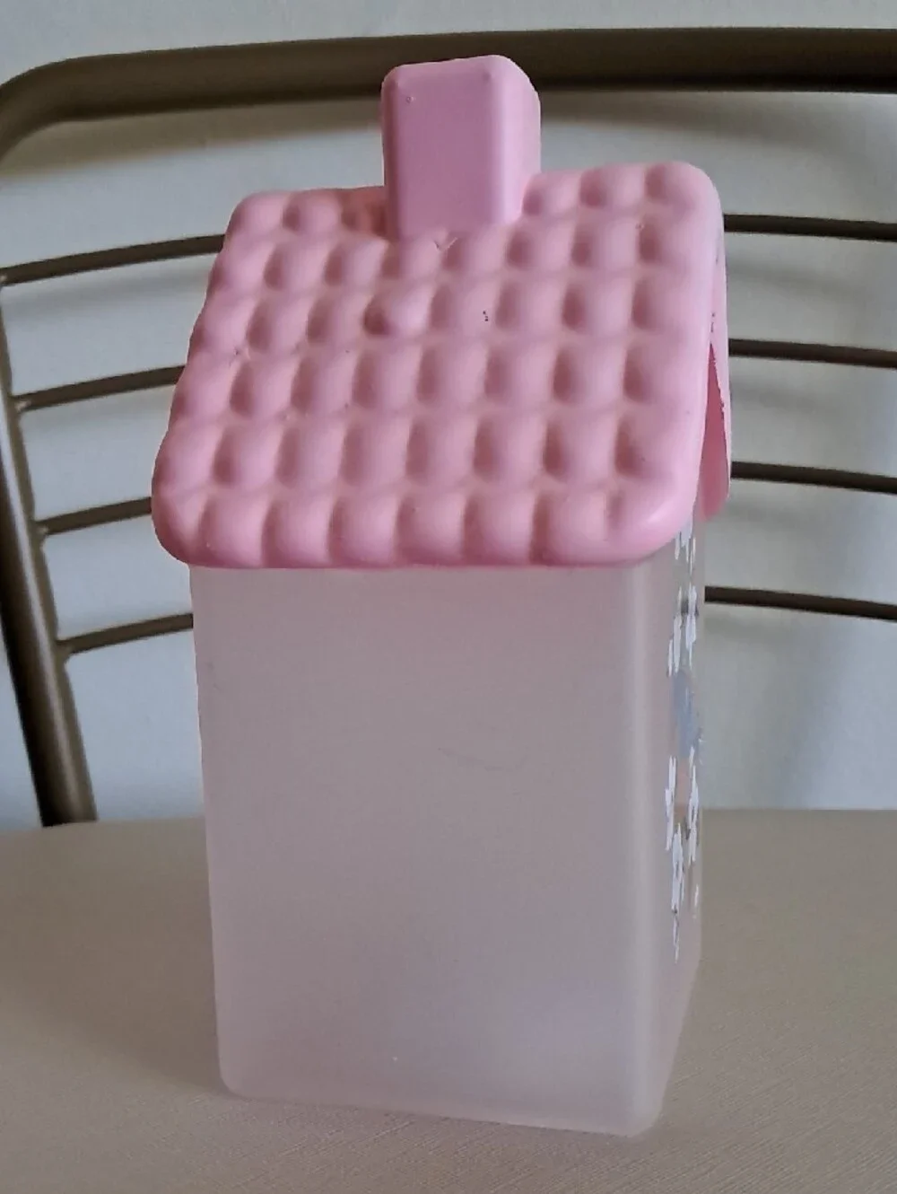 Pink Floral Birdhouse Accent Lantern with Hand-Painted Bird